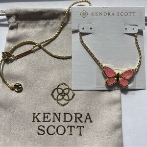 🦋🎀Kendra Scott Dolly Parton x Gold Butterfly Pink Pendant Short Necklace New✨